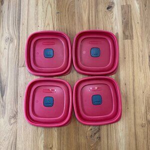 Rubbermaid Easy Find Vented Replacement Red Lids ONLY 6.5" Square 2D85 Lot of 4